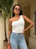 Asymmetrical One Shoulder Off Knit Top sold by COMMENSE