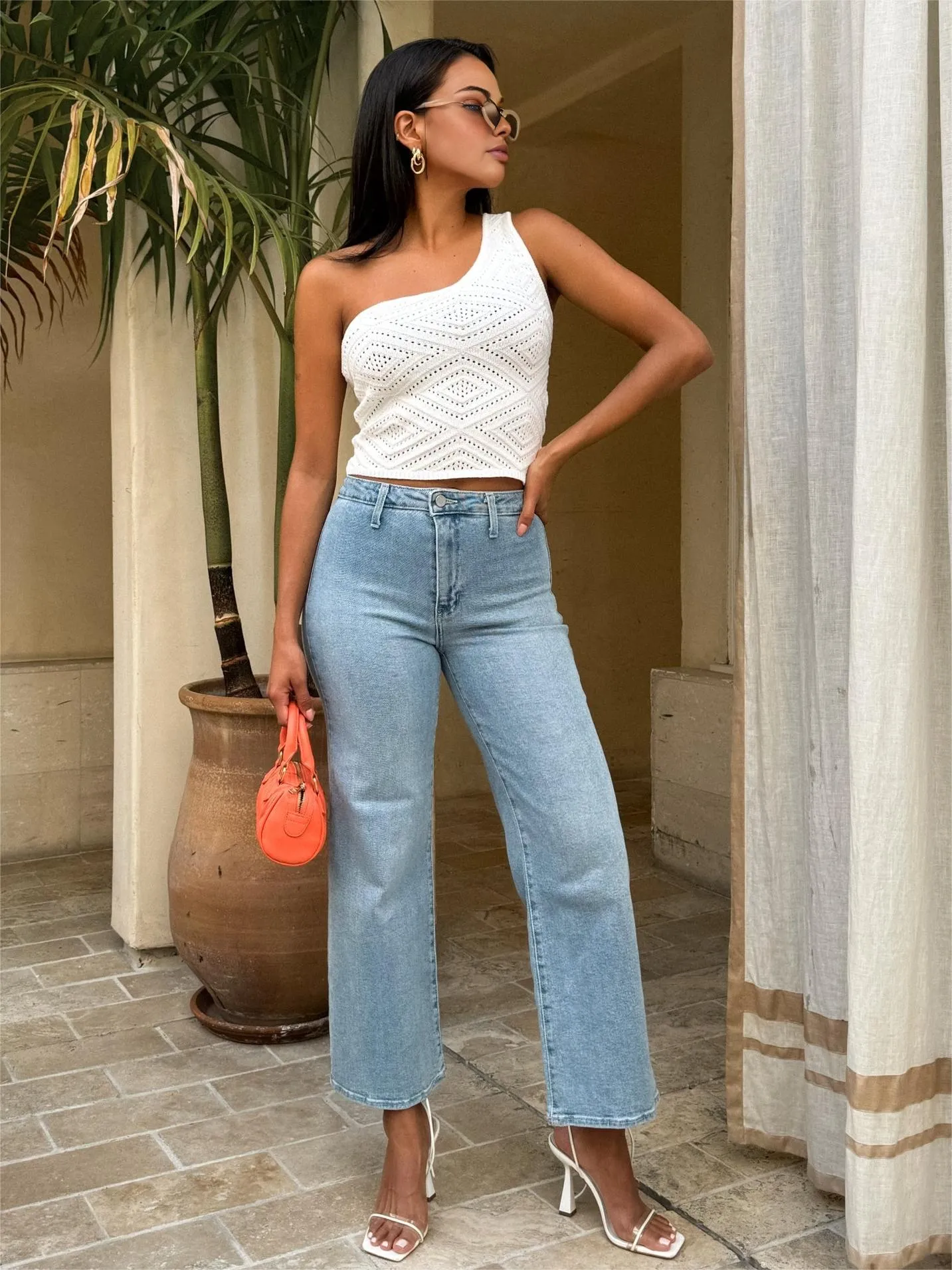 Asymmetrical One Shoulder Off Knit Top sold by COMMENSE product image thumbnail 3