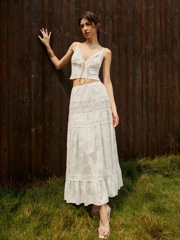 Jacquard Cotton Blends Maxi Skirt sold by COMMENSE