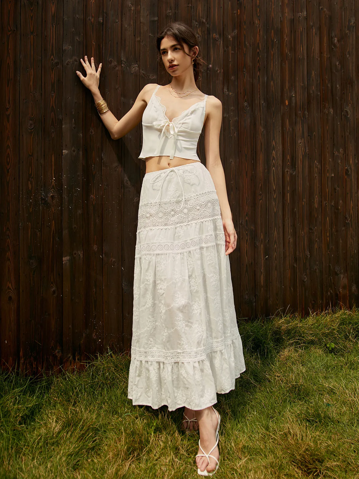 Jacquard Cotton Blends Maxi Skirt sold by COMMENSE