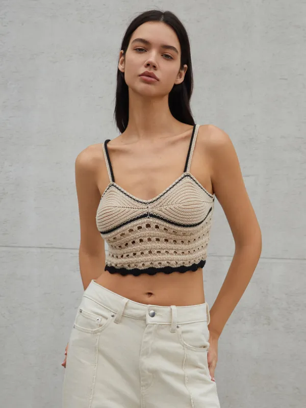 Eyelet Crop Sweater Vest made by COMMENSE