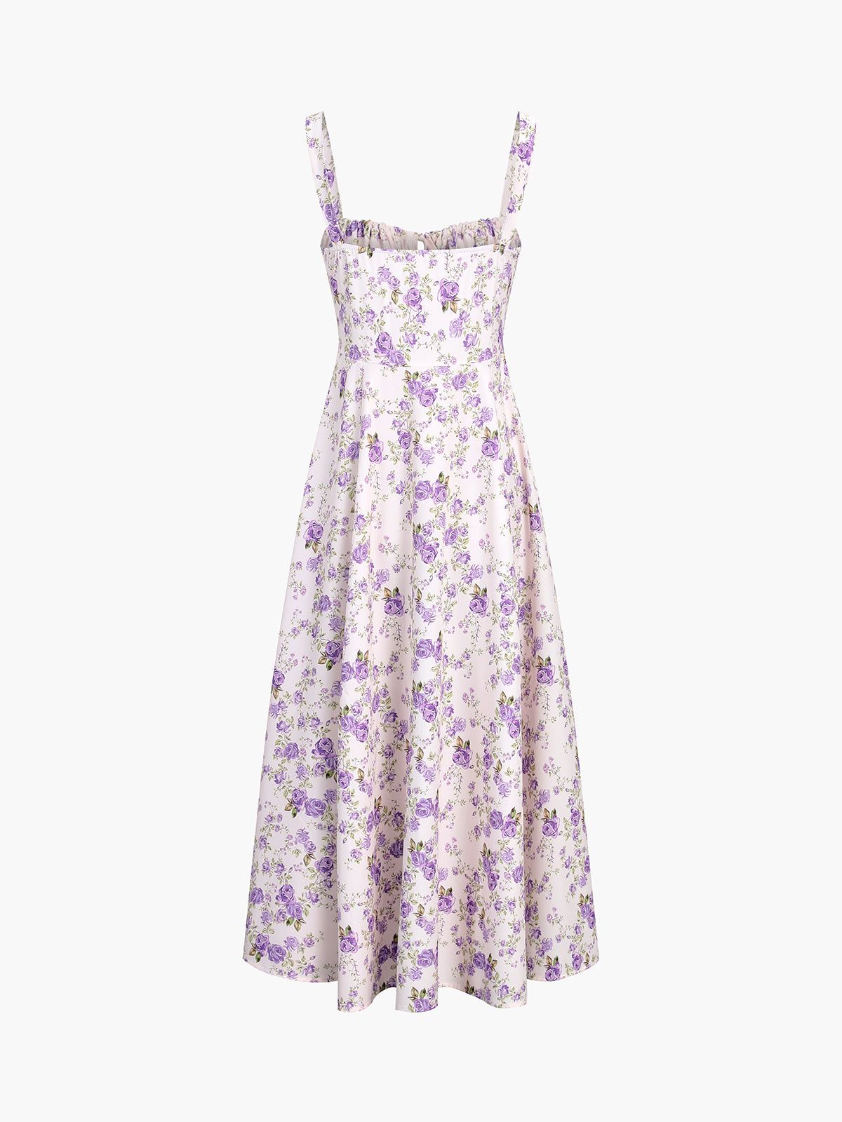 Violet Roses Floral Zippered Slit Milkmaid Midi Dress sold by COMMENSE product image thumbnail 2