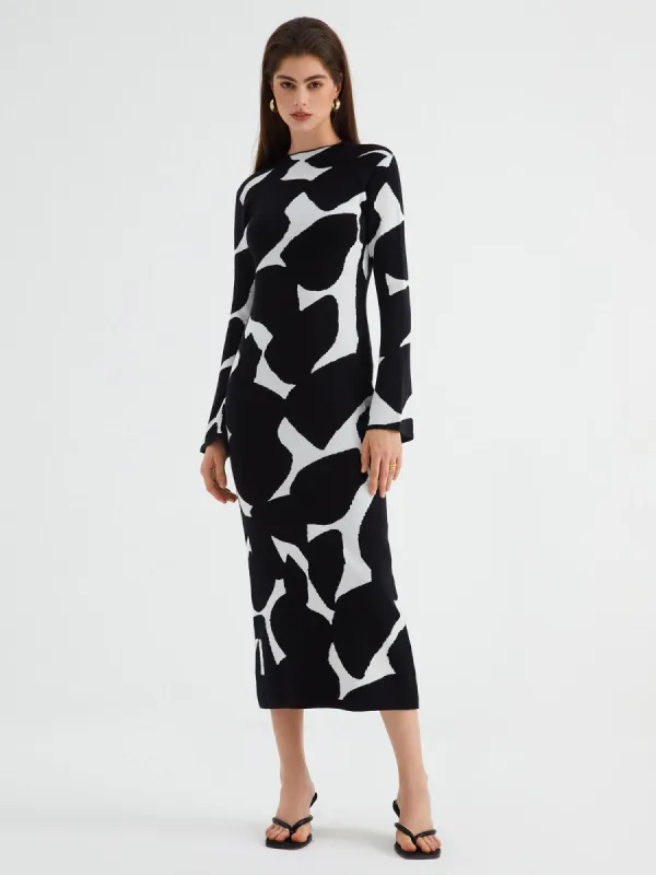 Zebra Print Long Sleeve Long Sweater Dress sold by COMMENSE