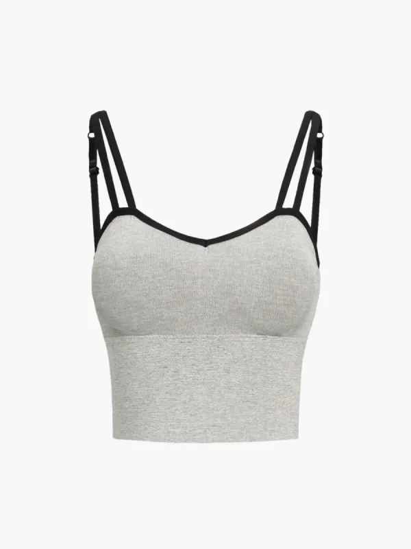 Contrast Trim Padded Crop Cami Top sold by COMMENSE