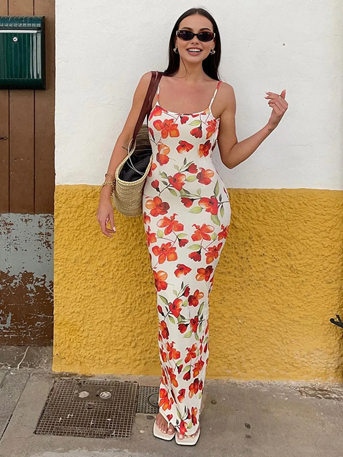 Printed Backless Cami Long Dress sold by COMMENSE product image thumbnail 2