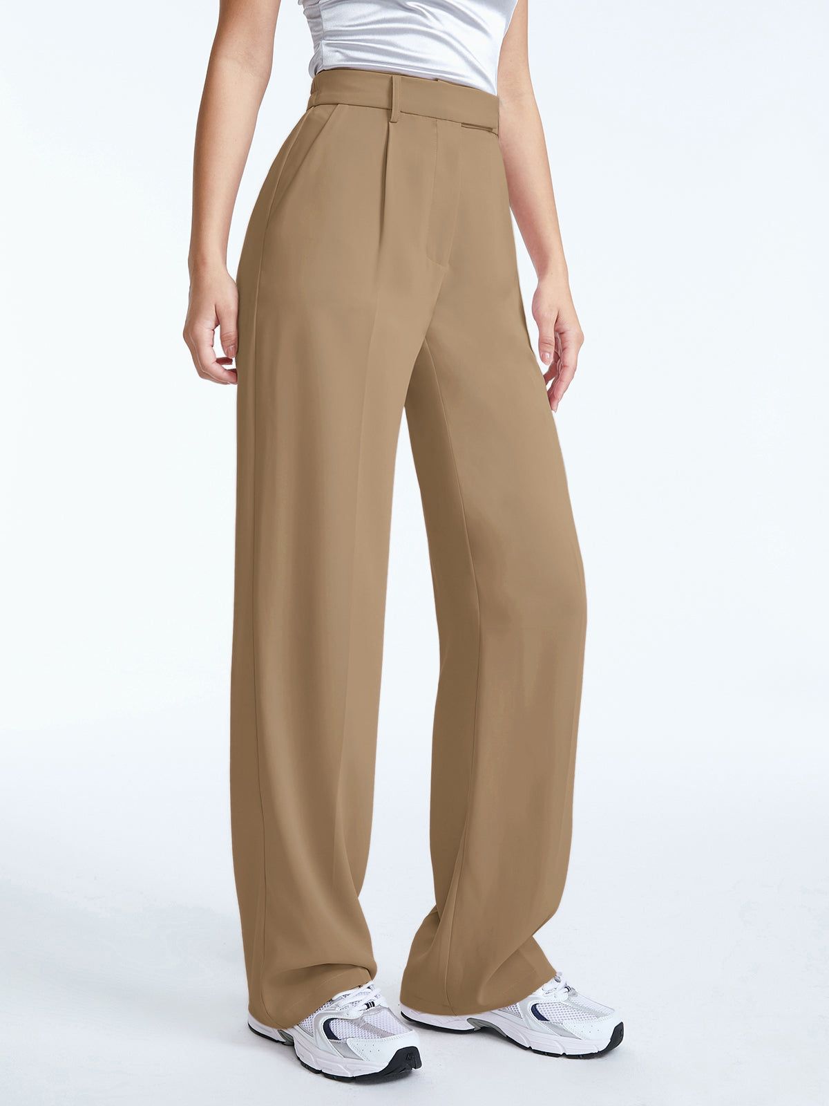 High Waisted Straight Leg Pleat Front Trousers sold by COMMENSE product image thumbnail 4