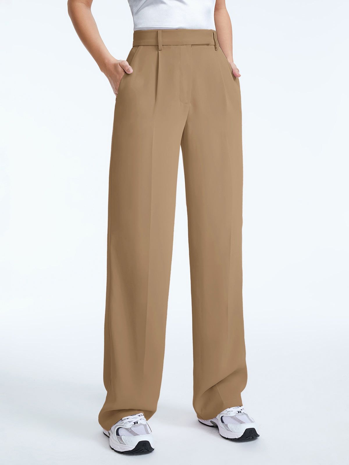 High Waisted Straight Leg Pleat Front Trousers sold by COMMENSE product image thumbnail 2