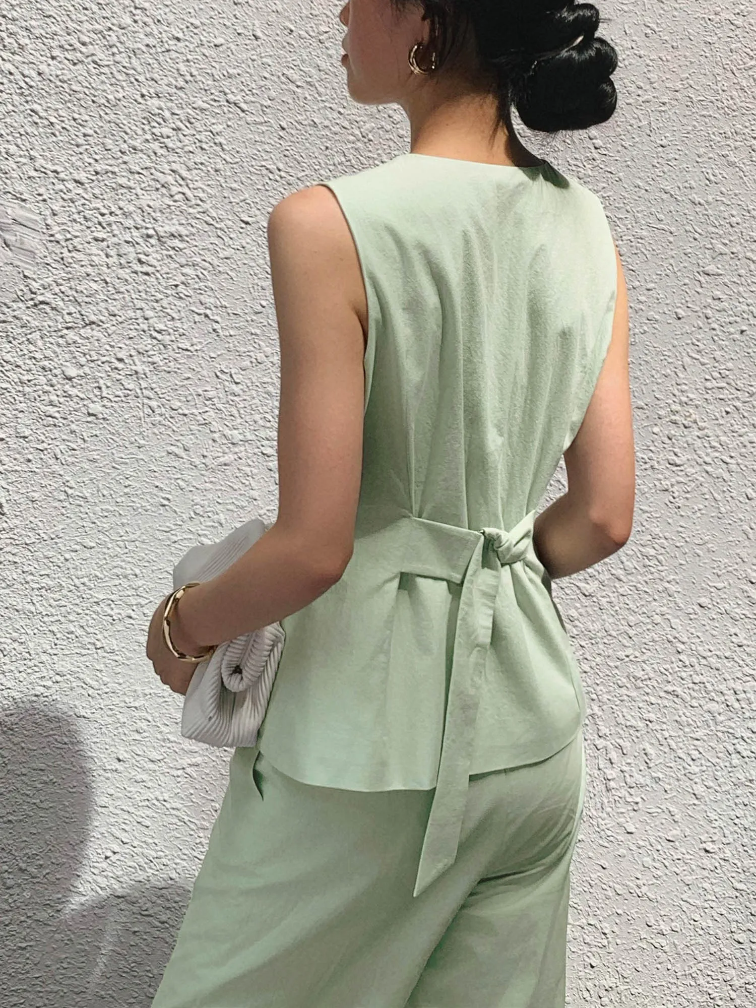 Tie Back Sleeveless Pants Set sold by COMMENSE product image thumbnail 3