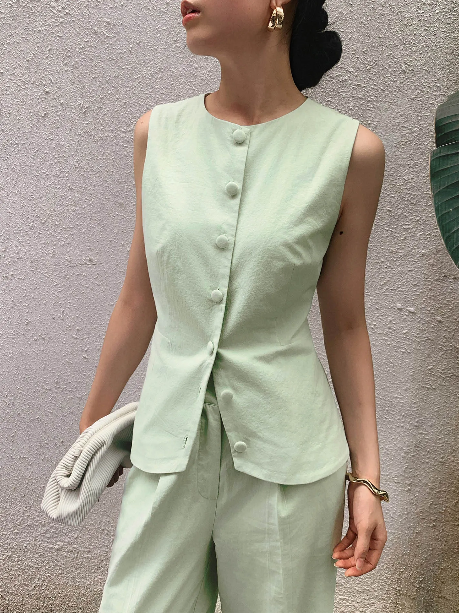 Tie Back Sleeveless Pants Set sold by COMMENSE product image thumbnail 2