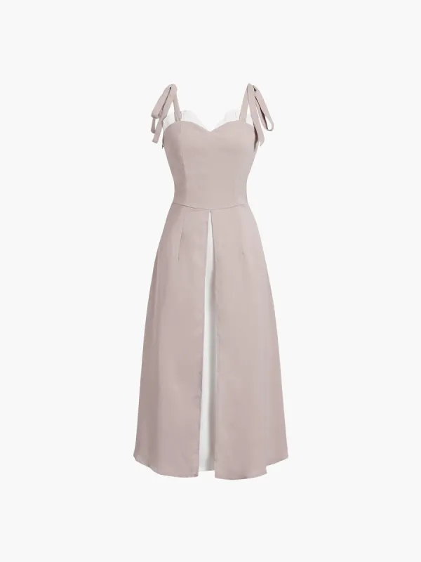 Patchwork Tied Zippered Midi Dress sold by COMMENSE