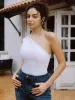 Solid One Shoulder Off Tank Top sold by COMMENSE