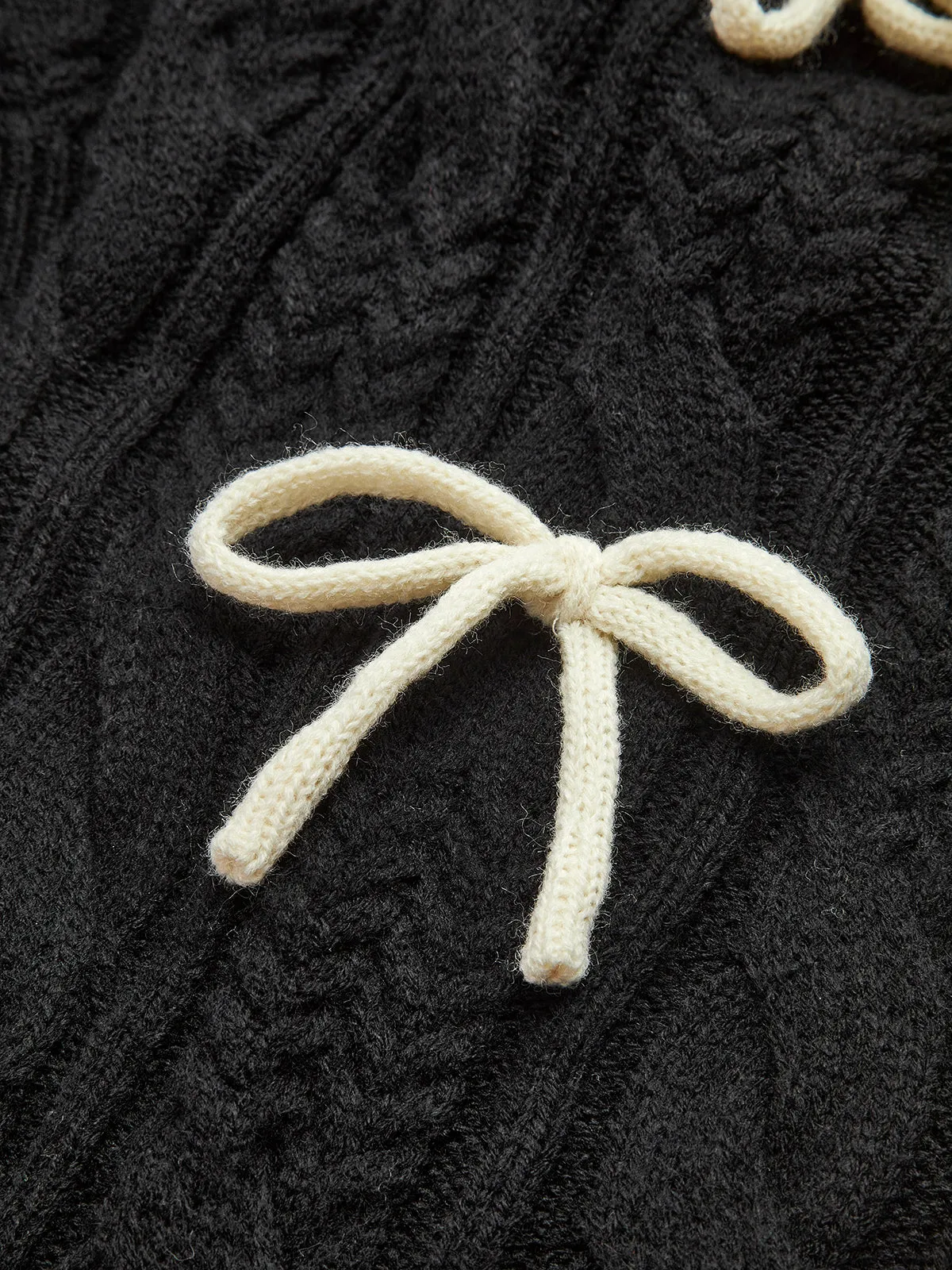 Bow Knotted Cable Knit Cardigan sold by COMMENSE product image thumbnail 3