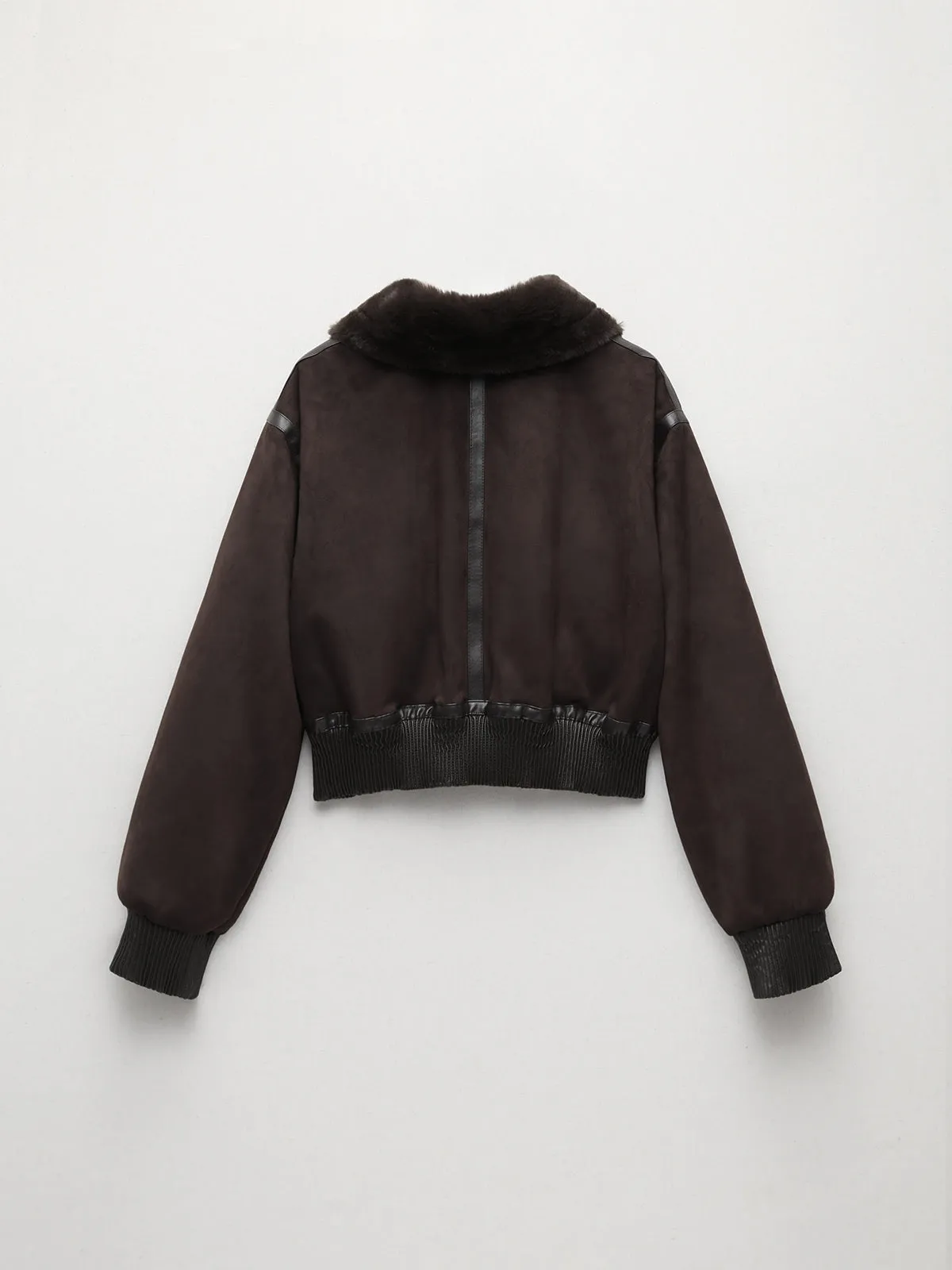 Furry Collar Double Pocket Biker Jacket sold by COMMENSE product image thumbnail 2