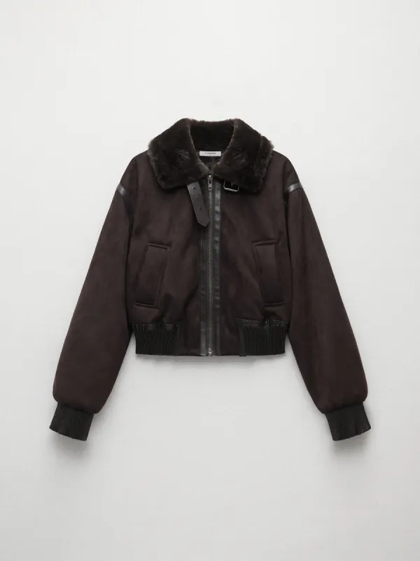 Furry Collar Double Pocket Biker Jacket sold by COMMENSE