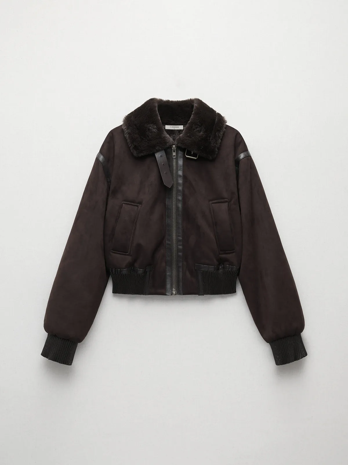 Furry Collar Double Pocket Biker Jacket sold by COMMENSE