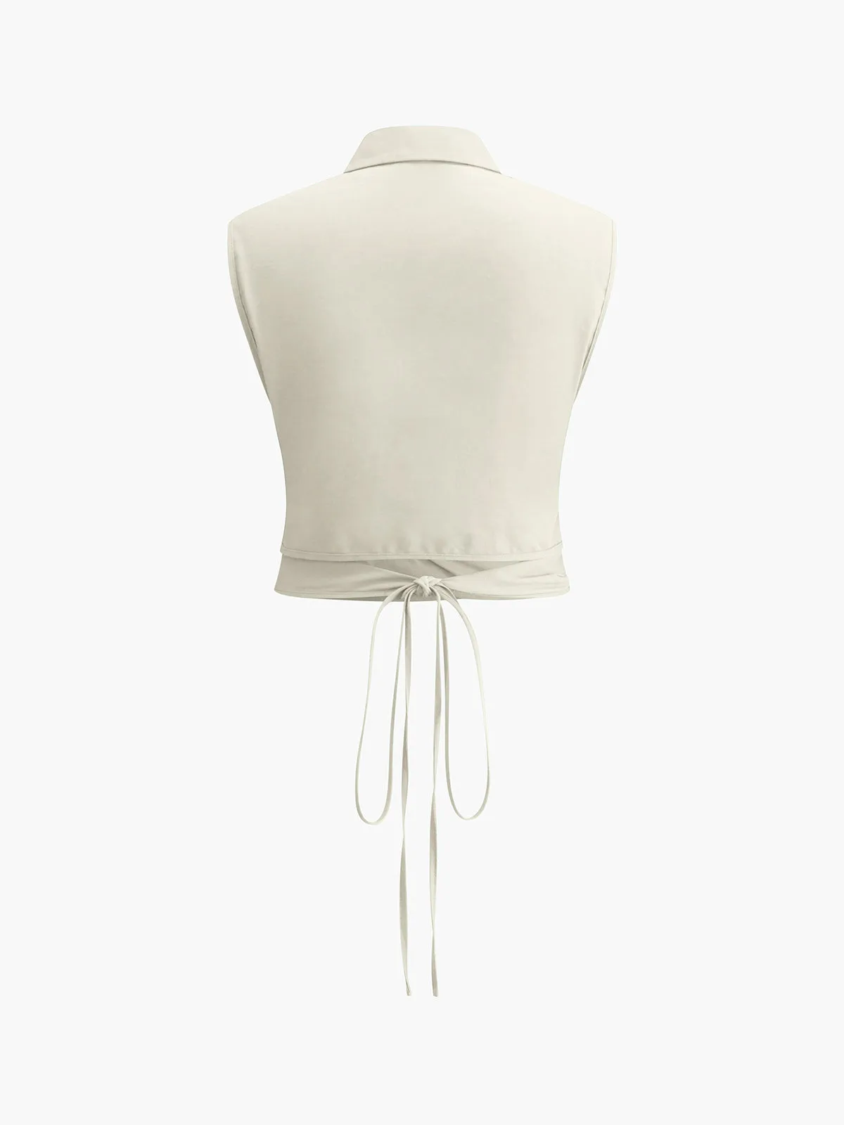 Sleeveless Button-Down Collar Tie Back Skirt Set sold by COMMENSE product image thumbnail 4