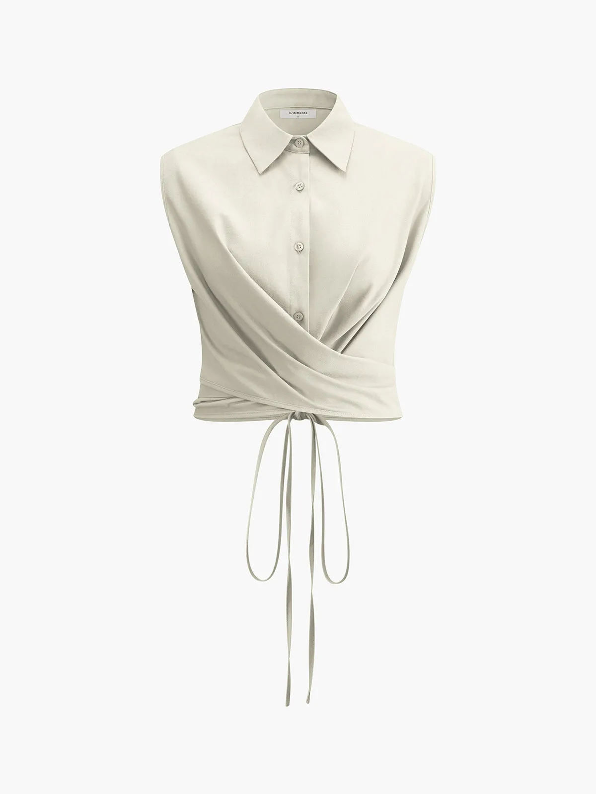 Sleeveless Button-Down Collar Tie Back Skirt Set sold by COMMENSE product image thumbnail 2