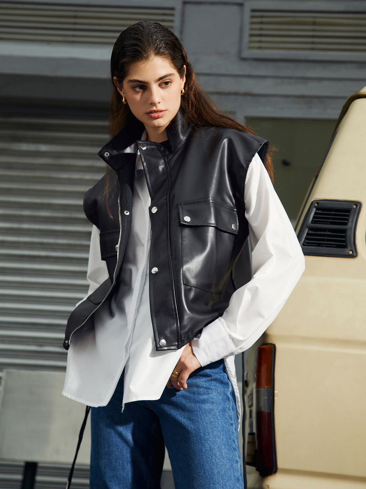 City Walk Faux Leather Vest sold by COMMENSE product image thumbnail 3