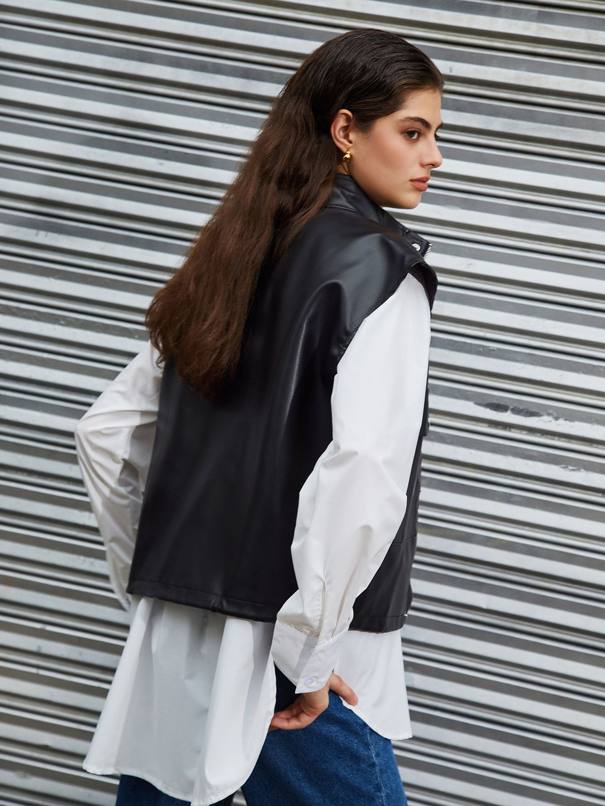 City Walk Faux Leather Vest sold by COMMENSE product image thumbnail 5