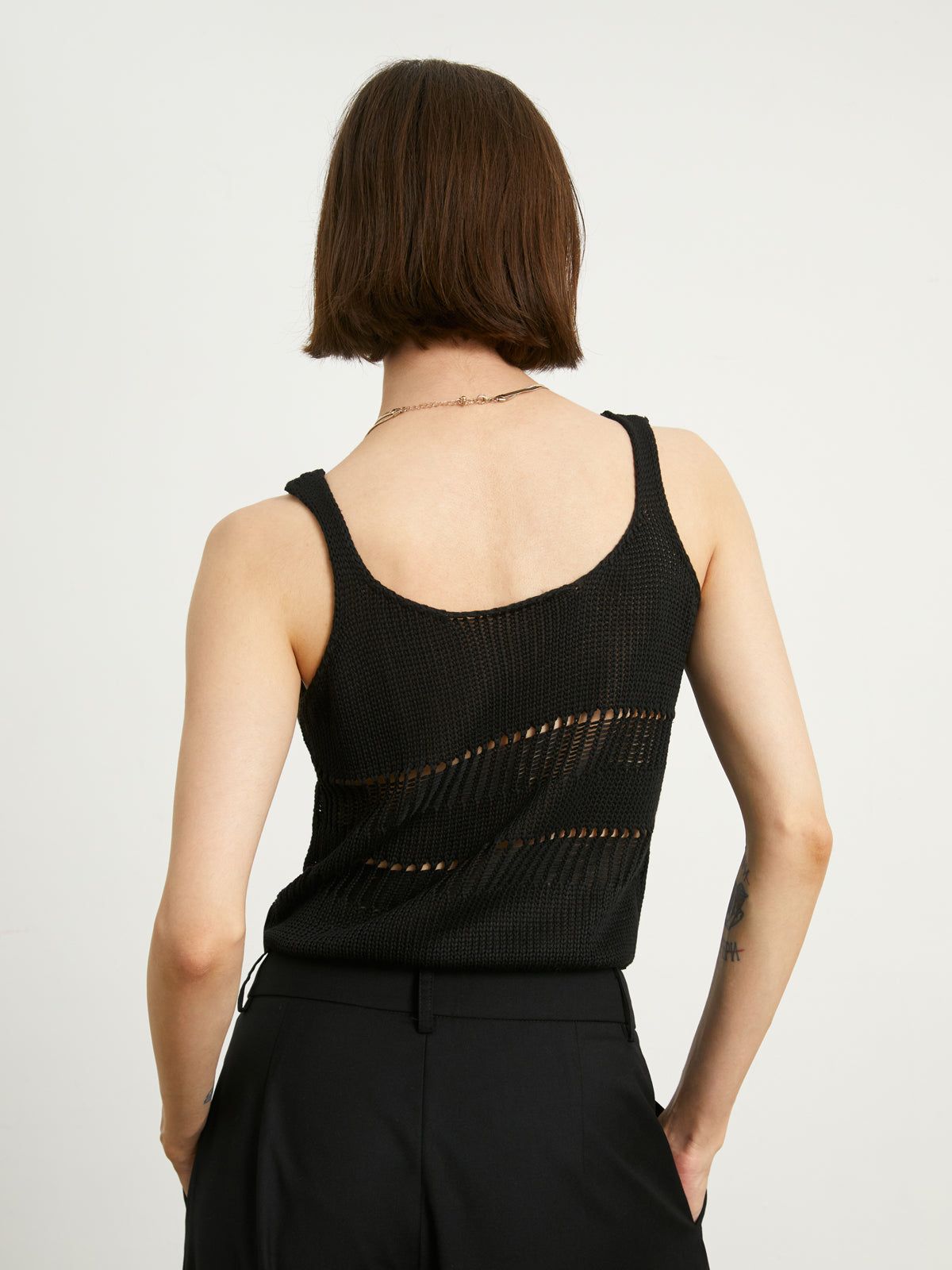 Basic Open Knit Crop Tank Top sold by COMMENSE product image thumbnail 3