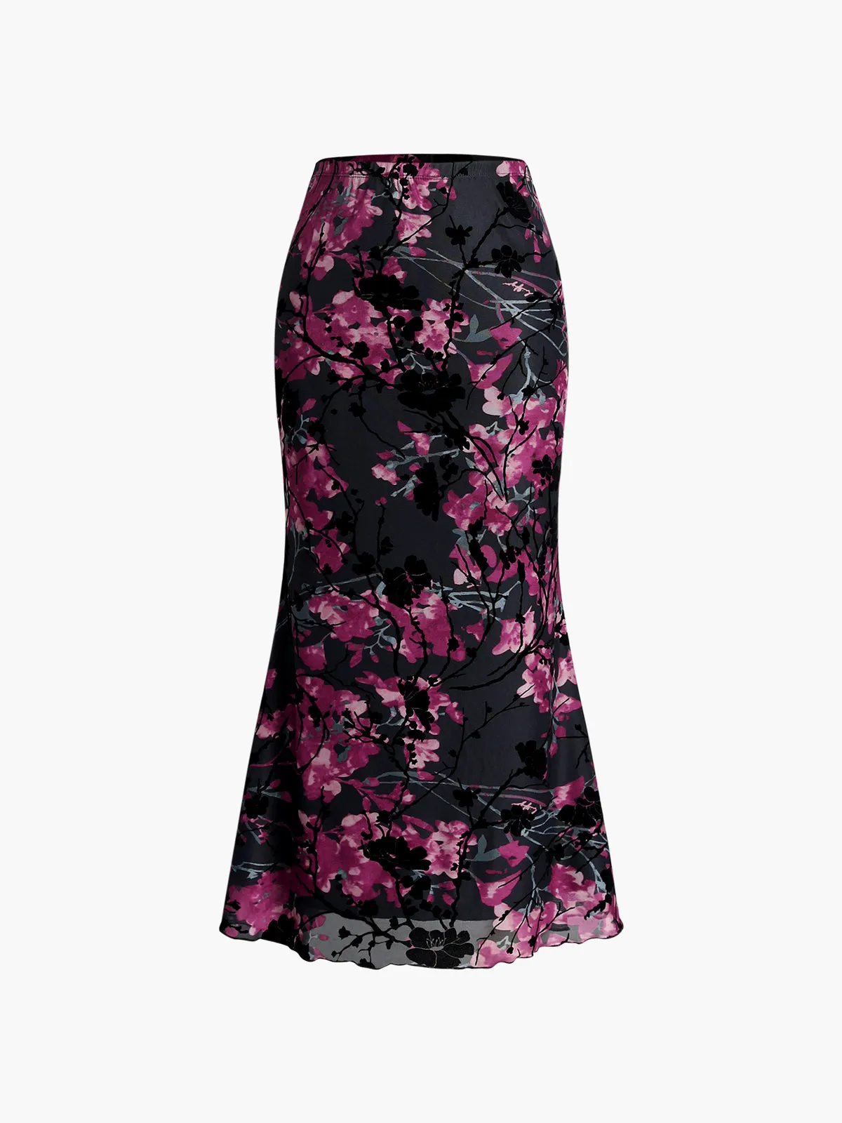 Floral Print Mermaid Long Skirt sold by COMMENSE