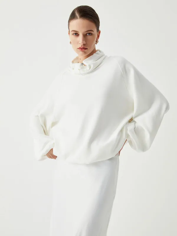 Sherpa Drawstring Turtleneck Sweatshirt sold by COMMENSE