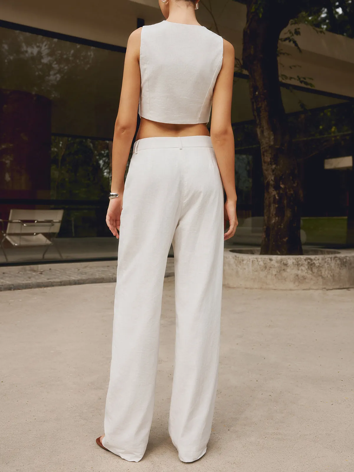 Cotton & Linen Straight Leg Pants sold by COMMENSE product image thumbnail 5