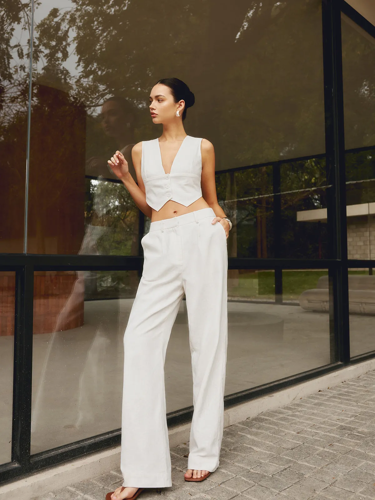 Cotton & Linen Straight Leg Pants sold by COMMENSE