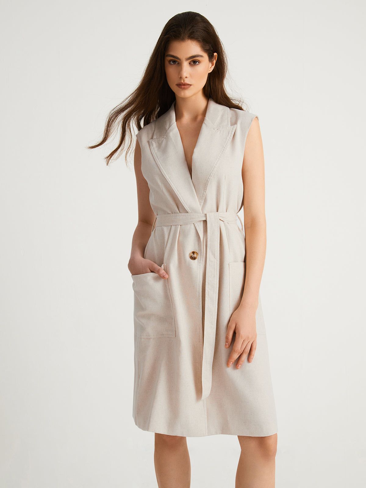 Sleeveless Tied Long Jacket sold by COMMENSE product image thumbnail 3