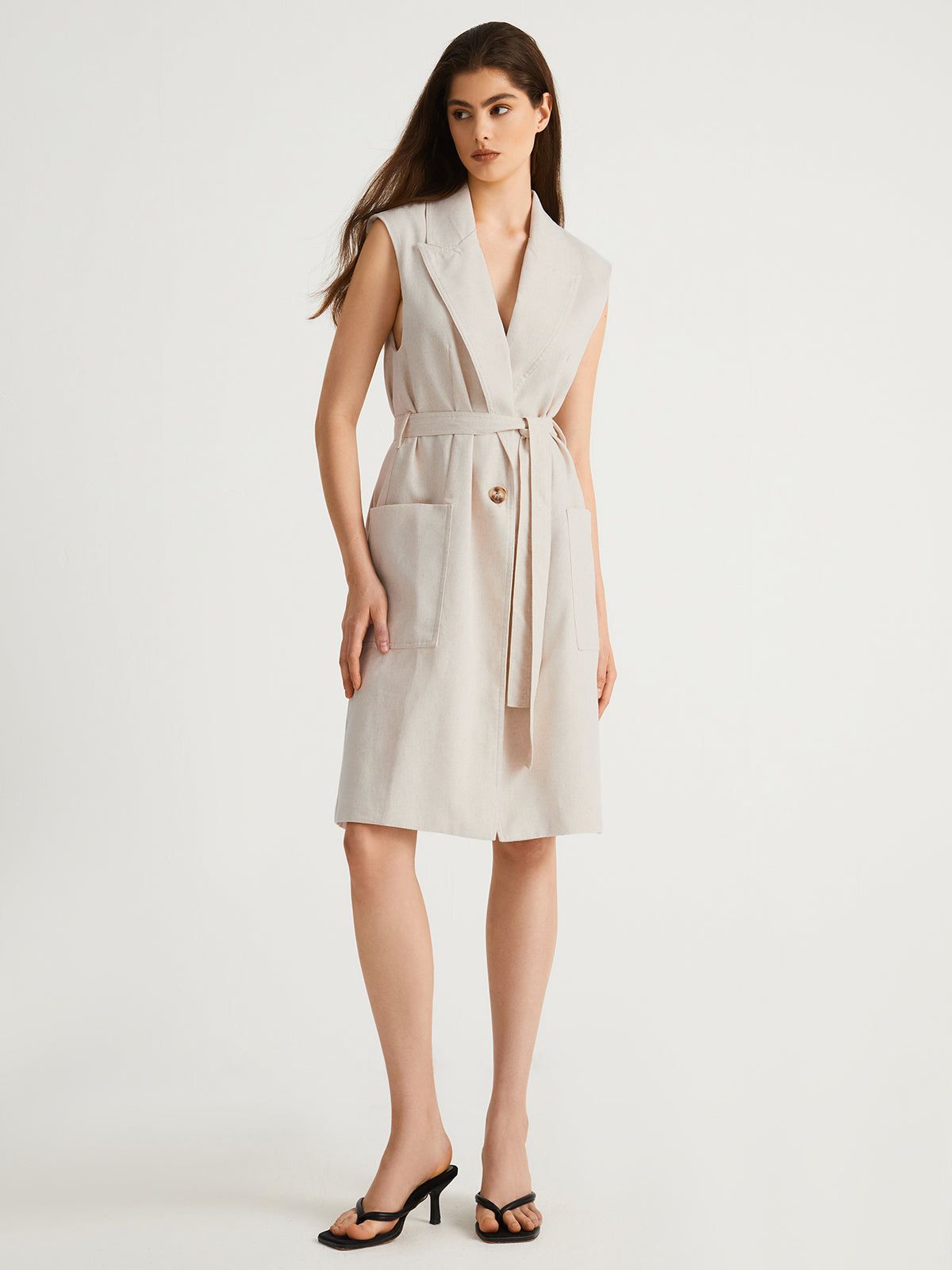 Sleeveless Tied Long Jacket sold by COMMENSE product image thumbnail 5