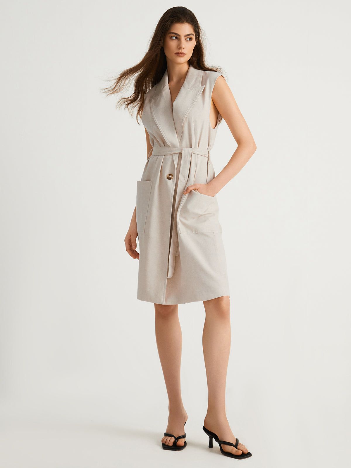 Sleeveless Tied Long Jacket sold by COMMENSE product image thumbnail 2