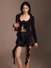 Ruffle Rosette Pleated Blouse sold by COMMENSE