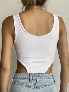 Ribbed Knit Square Neck Bodysuit sold by COMMENSE
