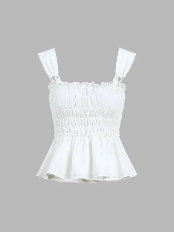 Smocked Ruffle Crop Top sold by COMMENSE