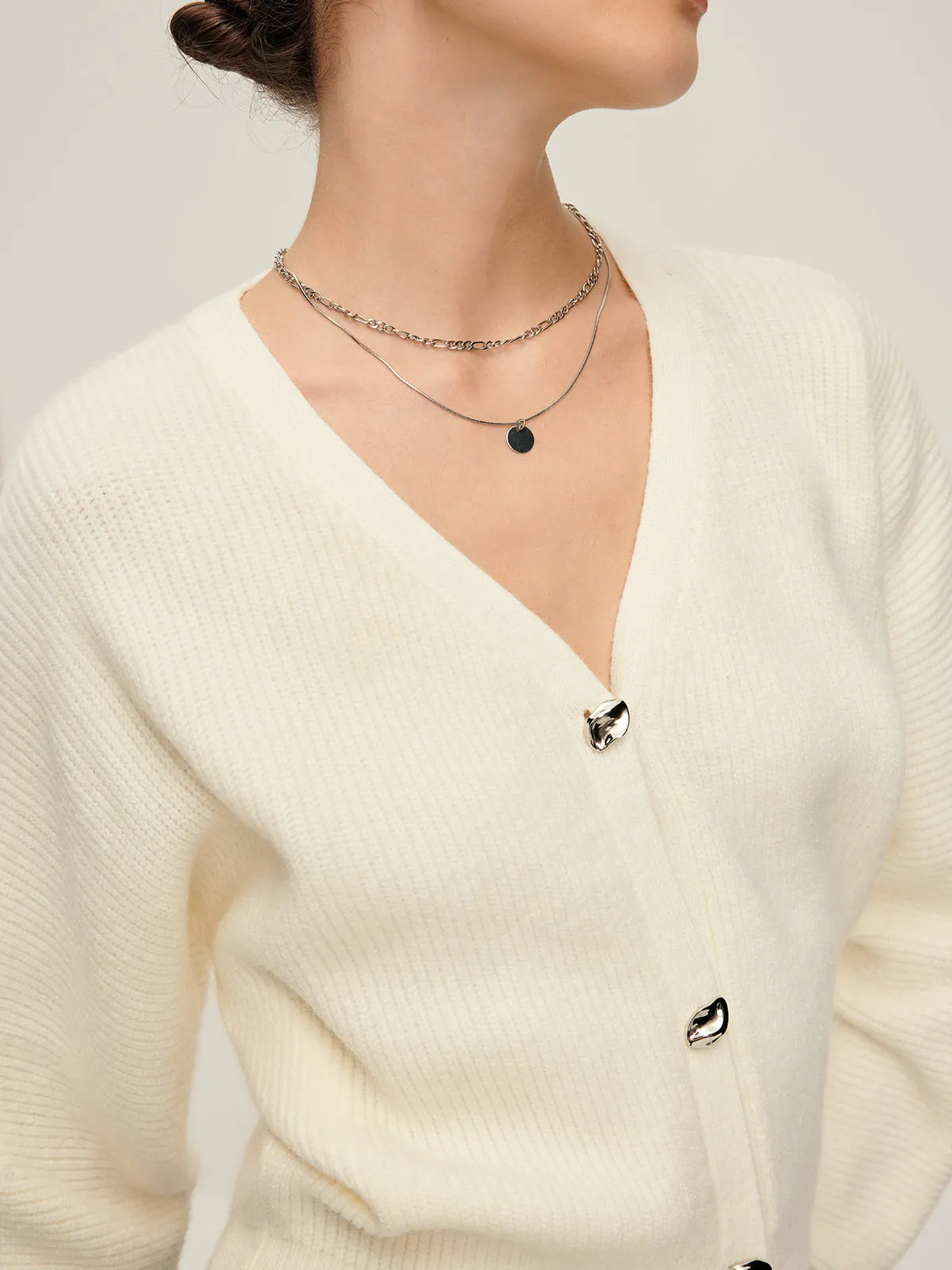 V-Neck Plain Button Cardigan sold by COMMENSE product image thumbnail 2