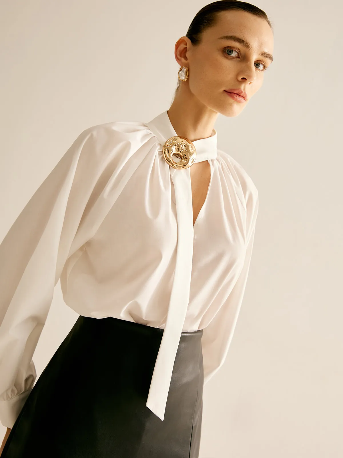 Elegant Cotton Metal-Detail Shirt sold by COMMENSE