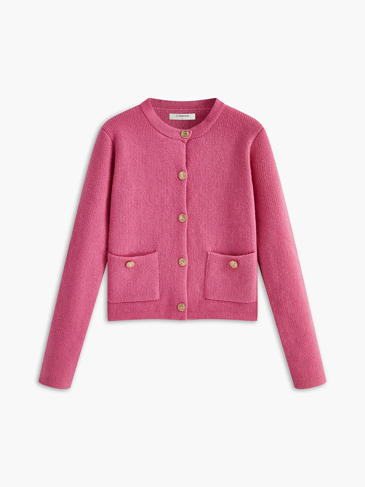 Crew Neck Golden Button Knit Outerwear sold by COMMENSE