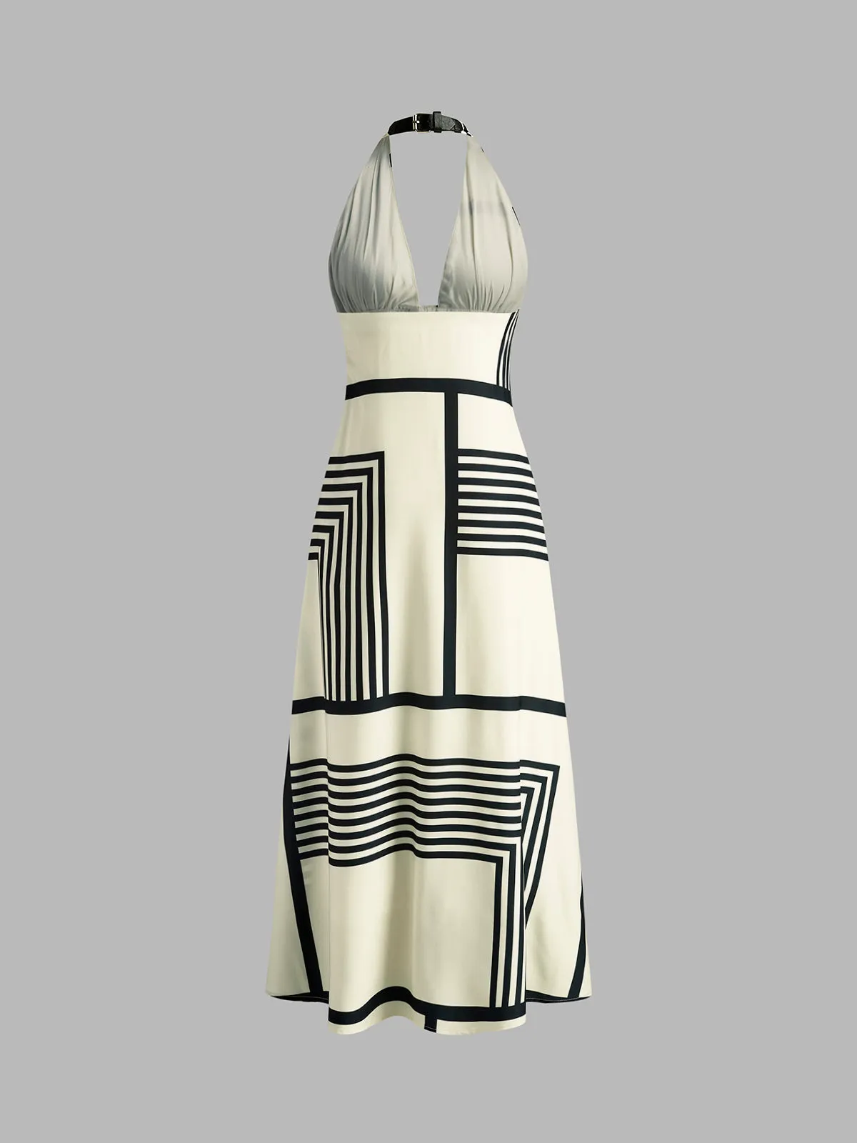 Irregular-Striped Backless Halter Dress sold by COMMENSE product image thumbnail 2