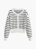 Crew Neck Striped Cardigan sold by COMMENSE