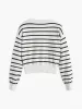 Crew Neck Striped Cardigan sold by COMMENSE