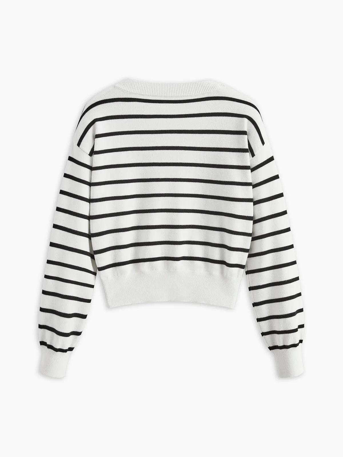 Crew Neck Striped Cardigan sold by COMMENSE product image thumbnail 2