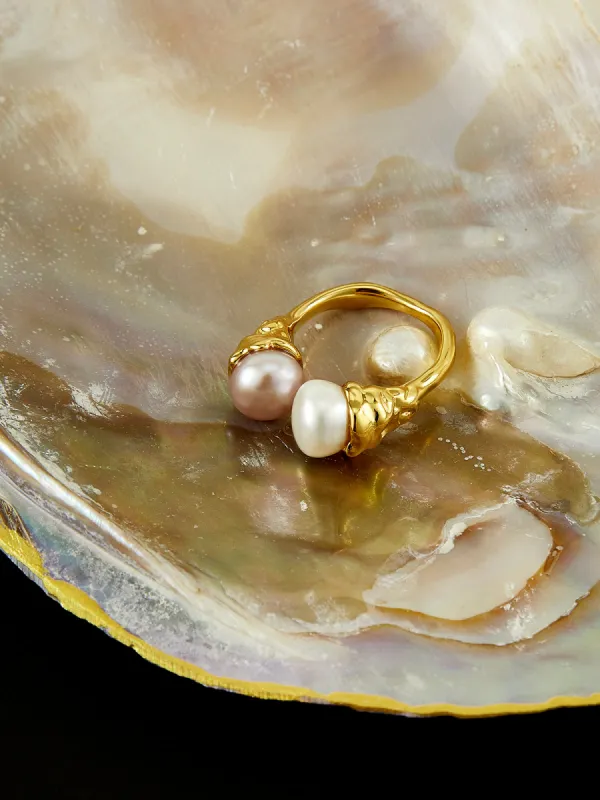 Elegant Pearl Open Ring sold by COMMENSE