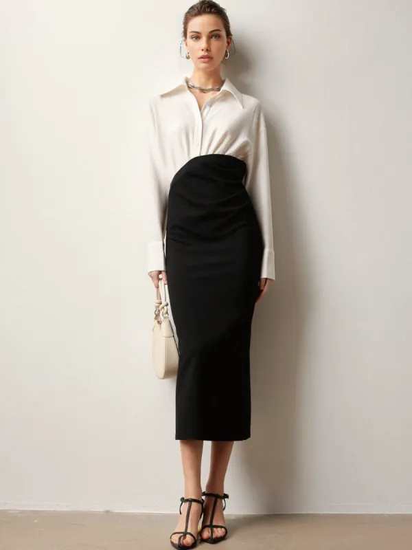 Patchwork Split Polo Dress sold by COMMENSE