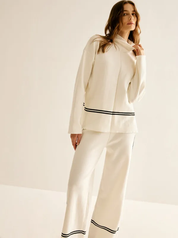 Minimalist Contrast Binding Knit Pants Set sold by COMMENSE