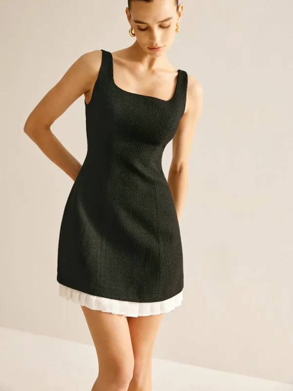 Pleated Trim Tweed Tank Short Dress sold by COMMENSE