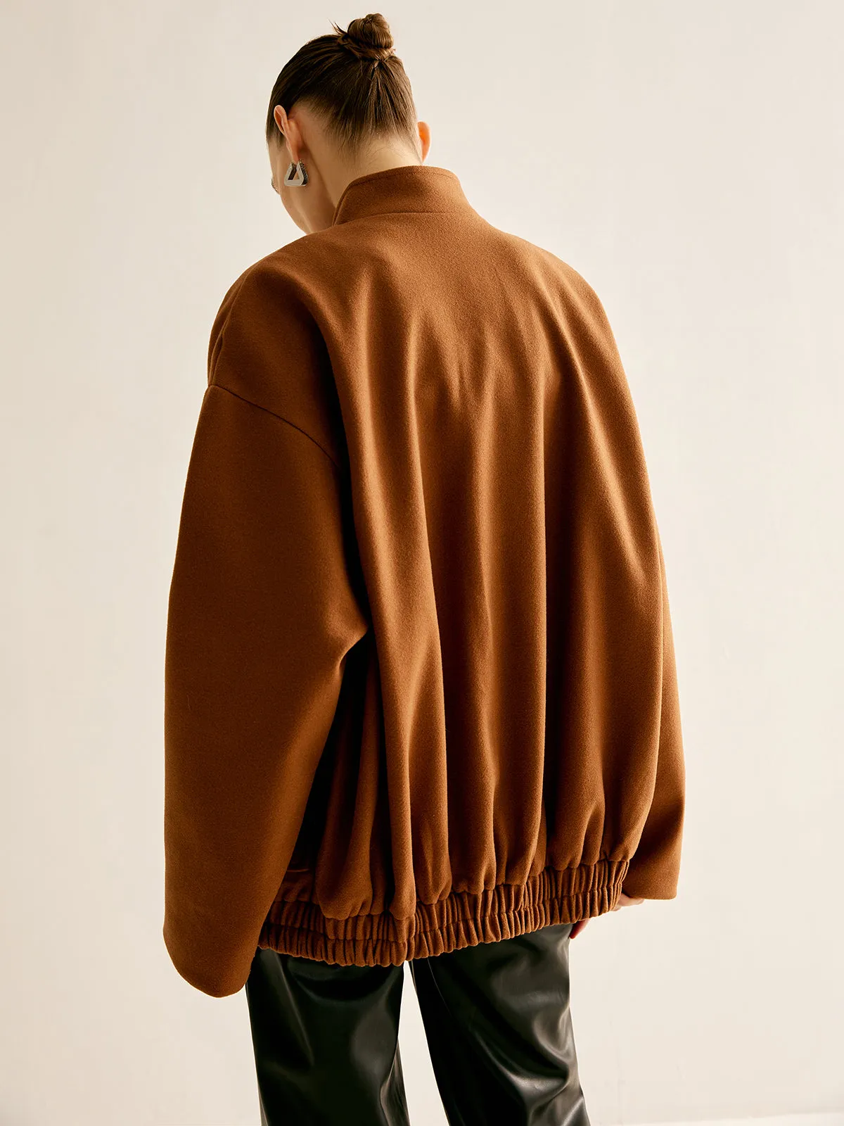 Stand Collar Plain Button Jacket sold by COMMENSE product image thumbnail 3