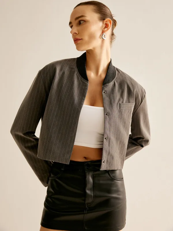Pinstripe Pocket Short Jacket sold by COMMENSE