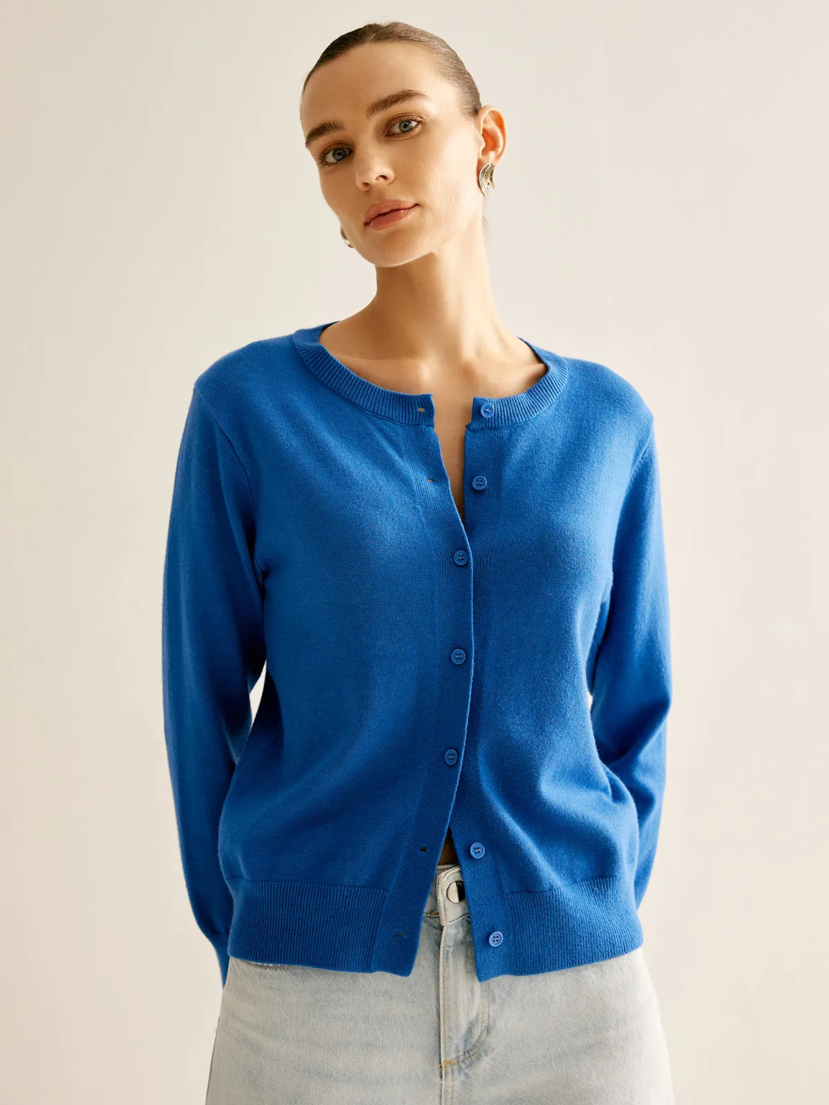 Plain Soft Button Cardigan sold by COMMENSE product image thumbnail 5