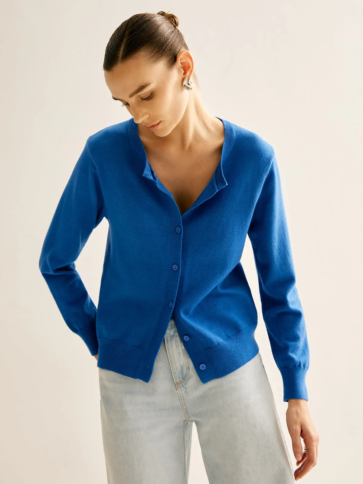 Plain Soft Button Cardigan sold by COMMENSE product image thumbnail 3