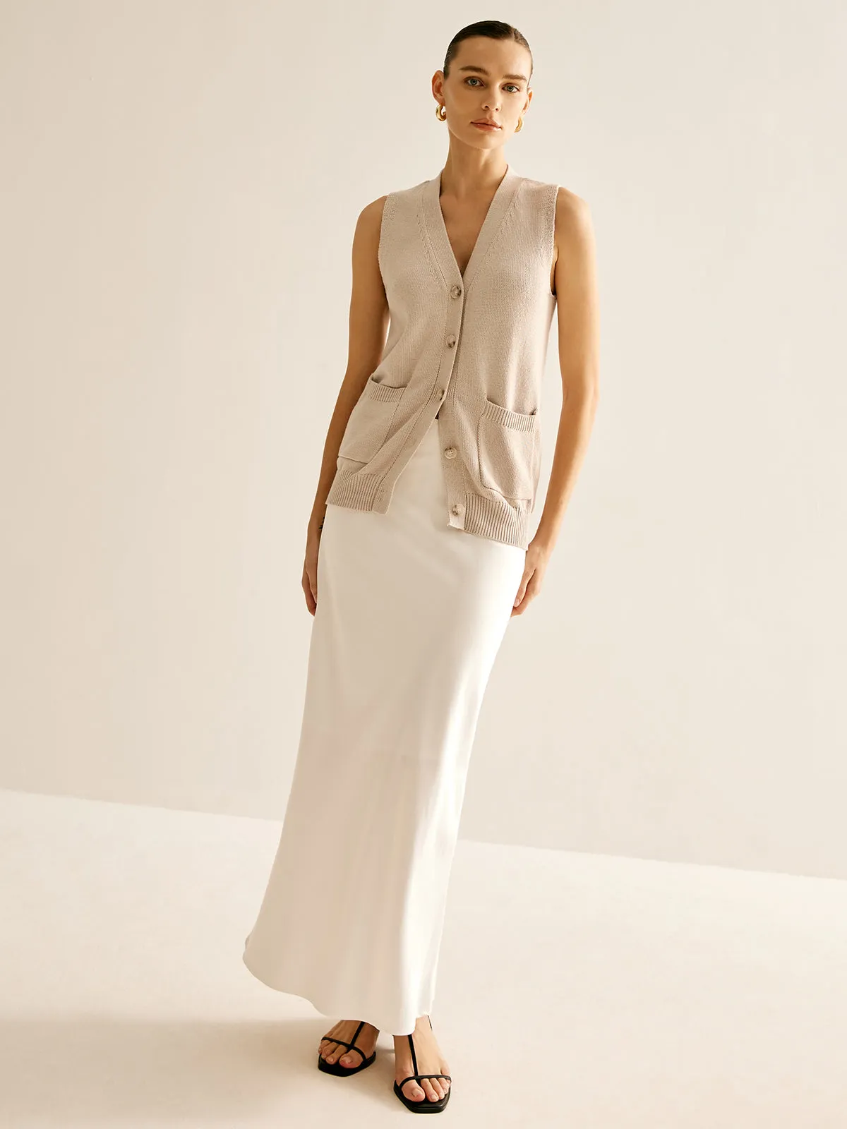 V-Neck Sleeveless Button Cardigan sold by COMMENSE product image thumbnail 5